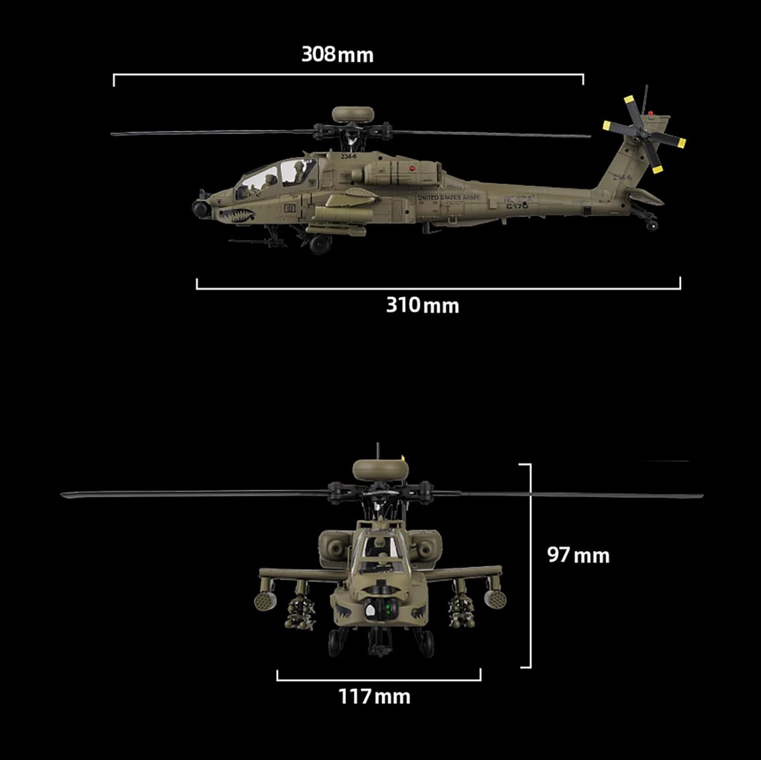 310MM 6CH C170 AH-64D Remote C - Drone Rc Bolide 评论和价格