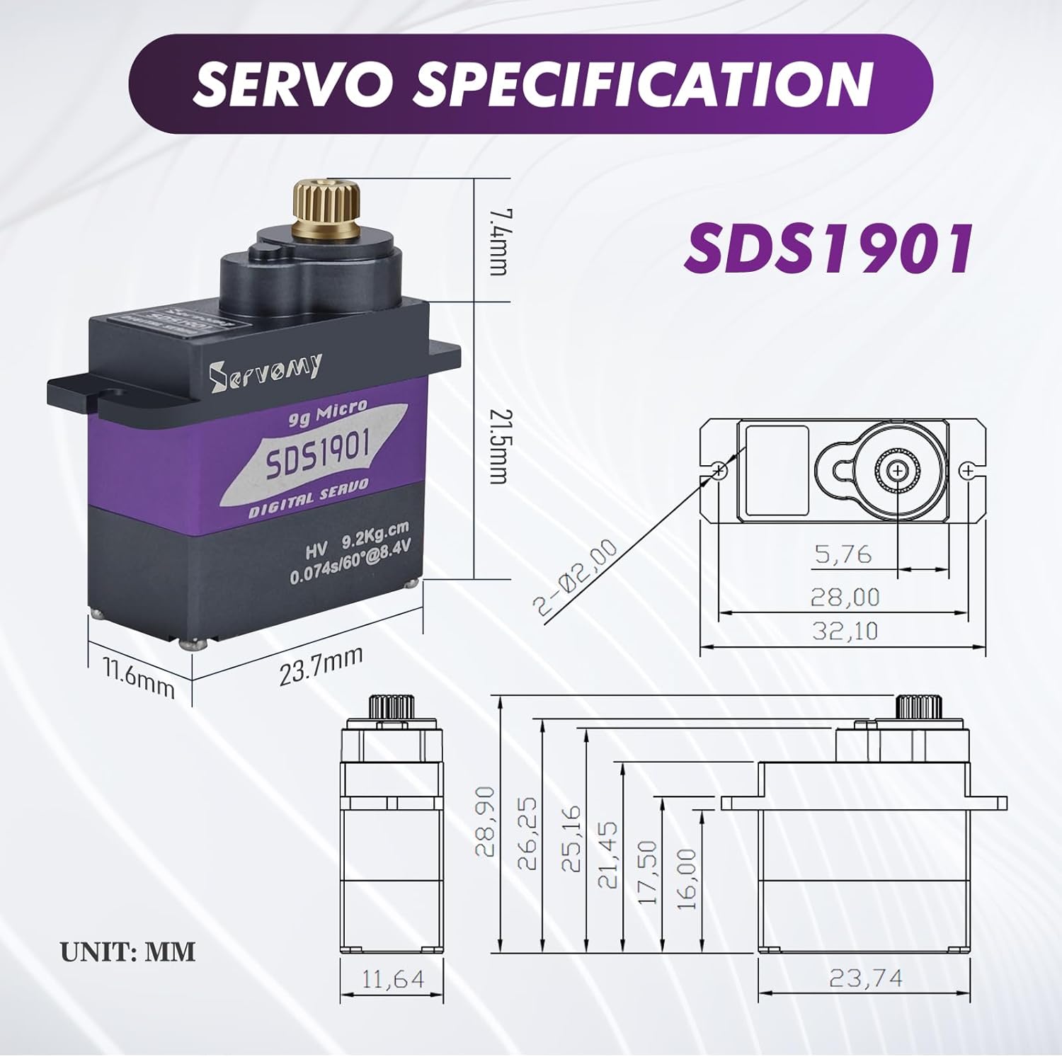 SERVOMY-SDS1901 Digital 9G Mic - Rc Car Servo 评论和价格