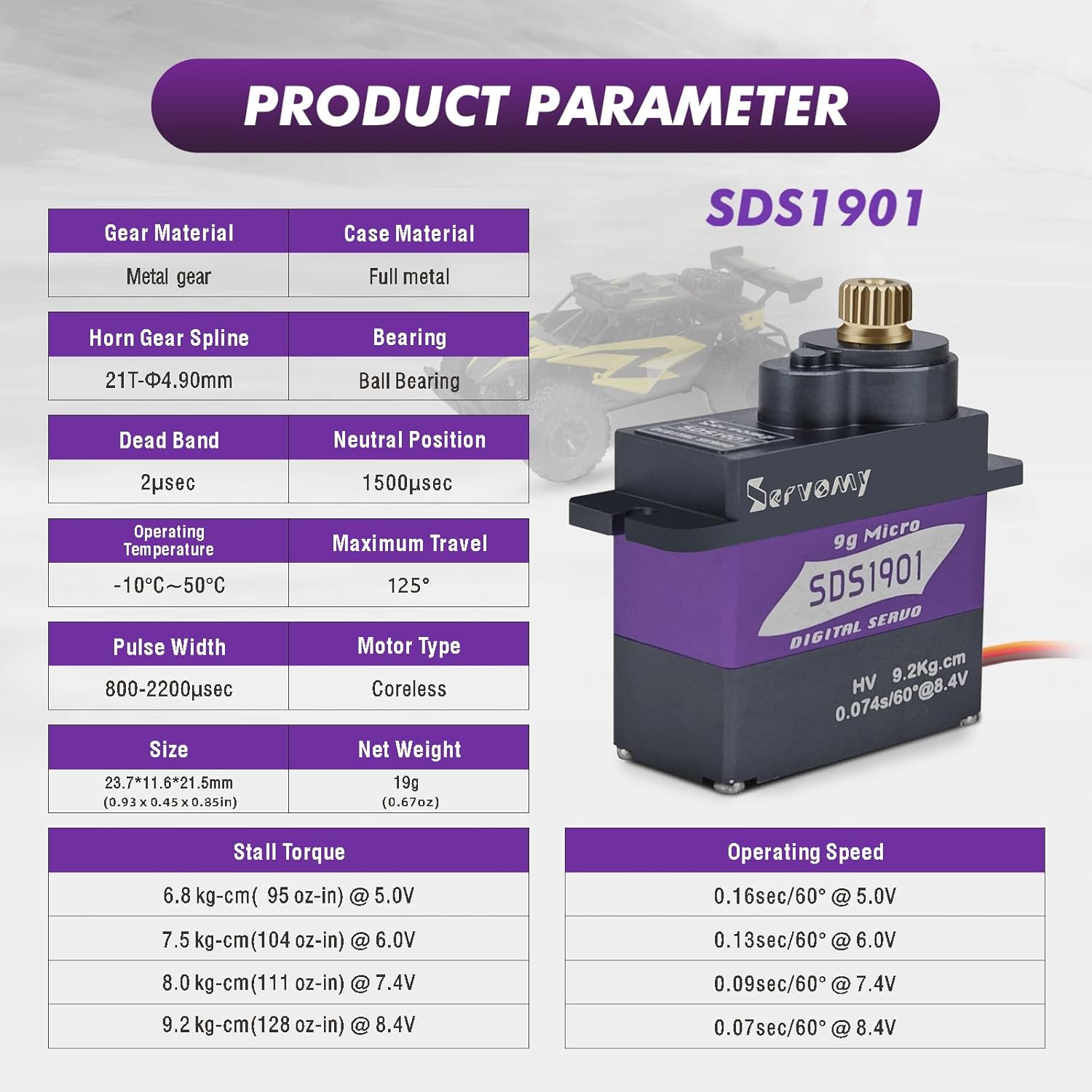 SERVOMY-SDS1901 Digital 9G Mic - Rc Car Servo 评论和价格