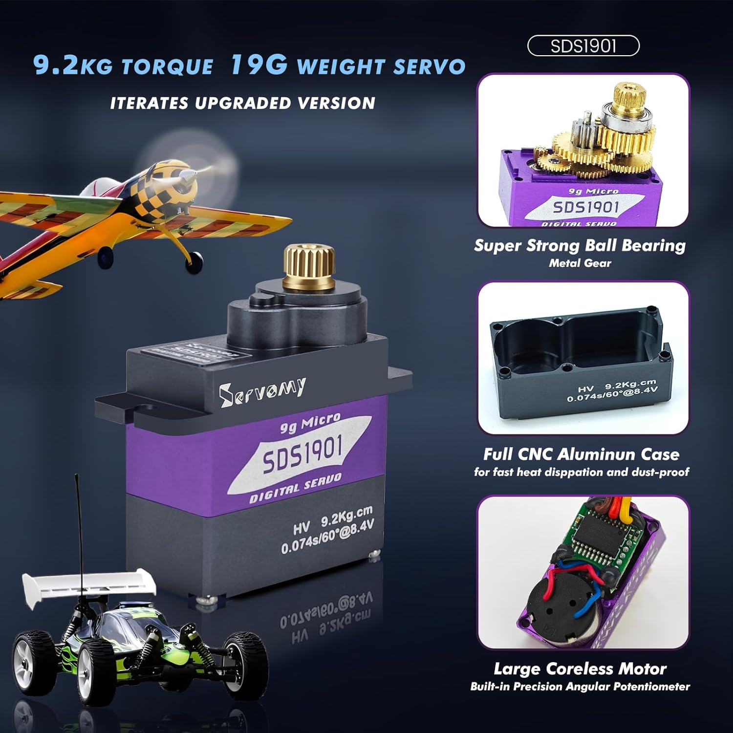 SERVOMY-SDS1901 Digital 9G Mic - Rc Car Servo 评论和价格