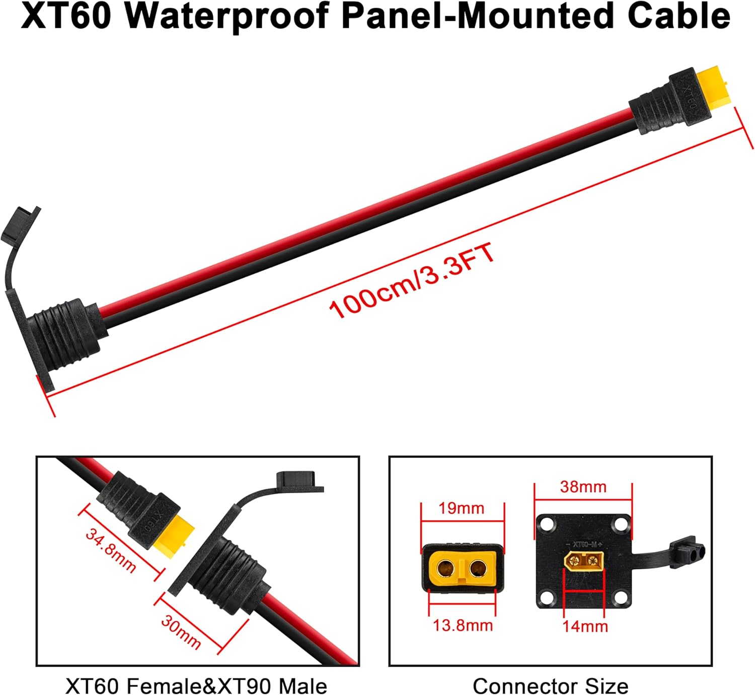 JMUYTOP 12AWG XT60 Panel Mount - Drone Bike Rc 评论和价格